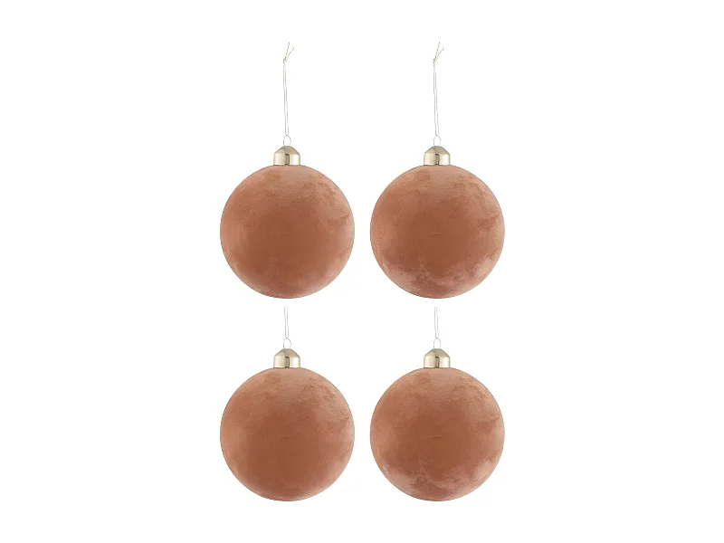 Scatola di 4 palline di Natale in vetro rosa 10x10x10 cm