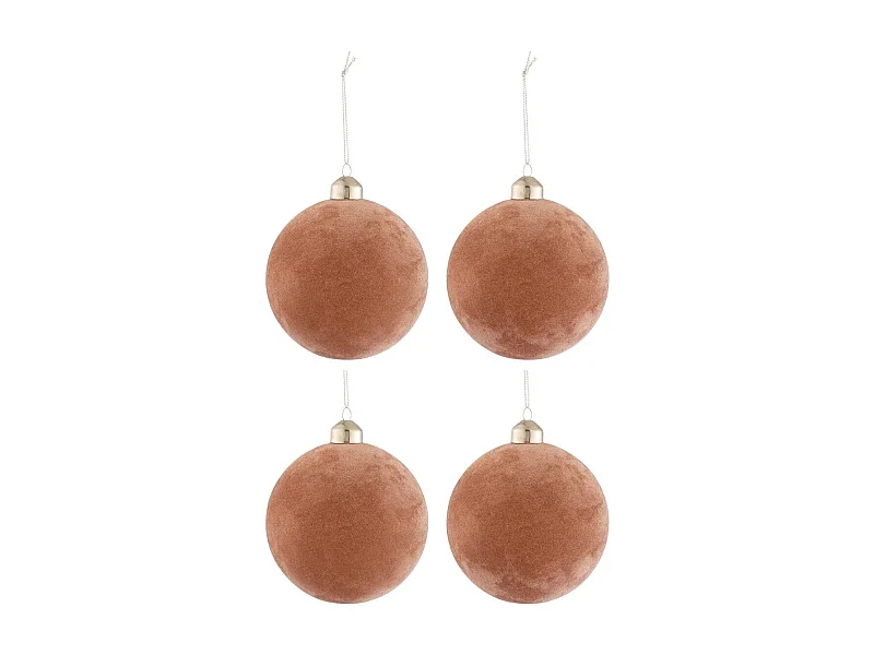 Scatola di 4 palline di Natale in vetro rosa 10x10x10 cm