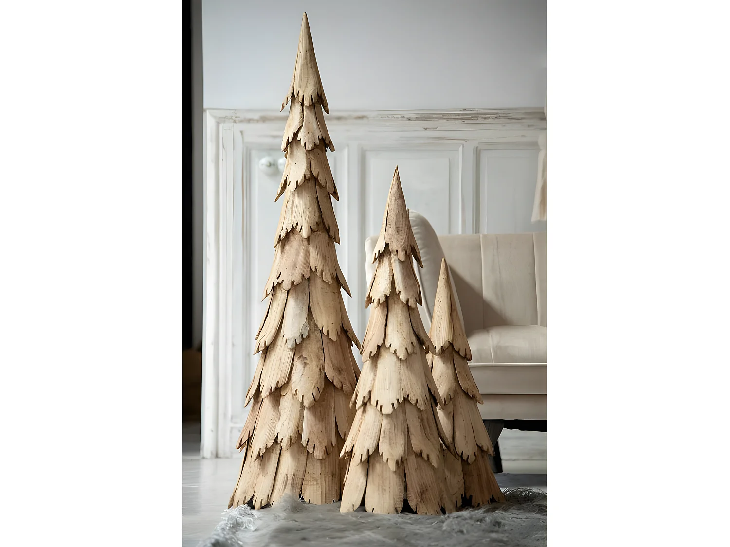 Sapin de Noël en Bois "Morceaux" 57cm Naturel