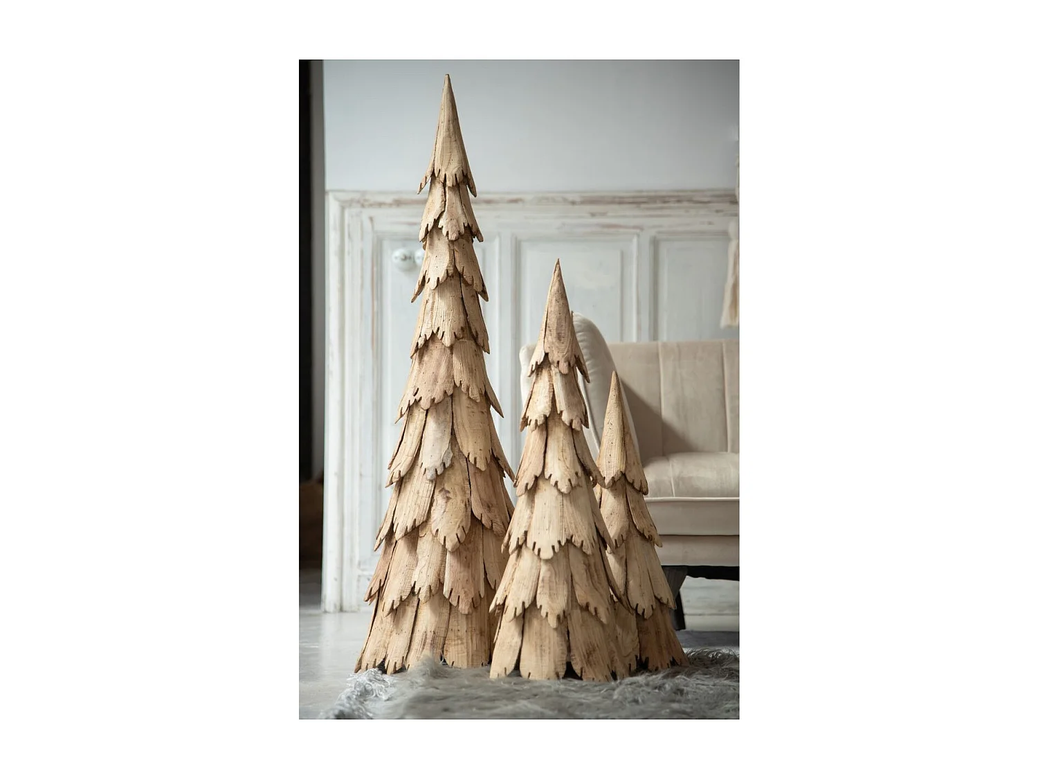 Sapin de Noël en Bois "Morceaux" 58cm Naturel