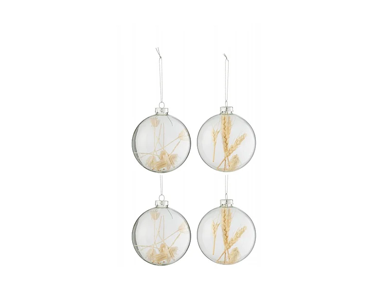 Lot de 4 Boules de Noël "Brindilles" 10cm Transparent