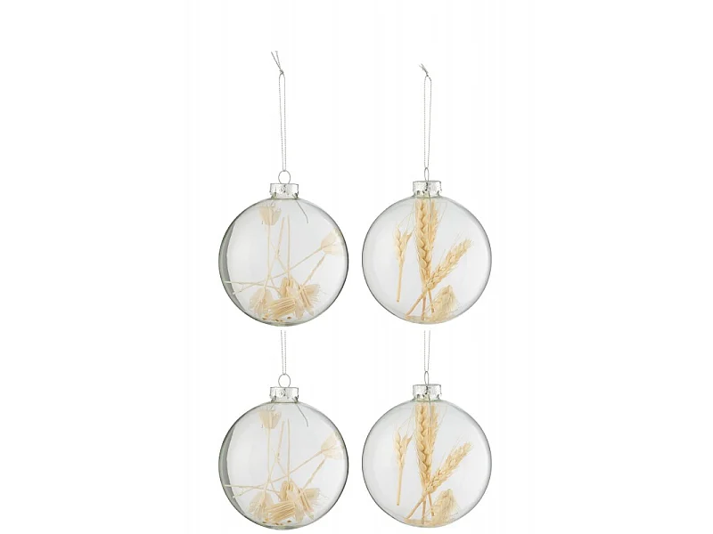 Lot de 4 Boules de Noël "Brindilles" 10cm Transparent