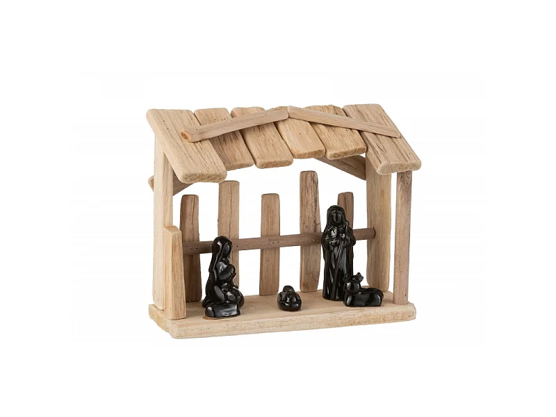 Presepe di Natale in legno marrone 25,5x12,5x21 cm