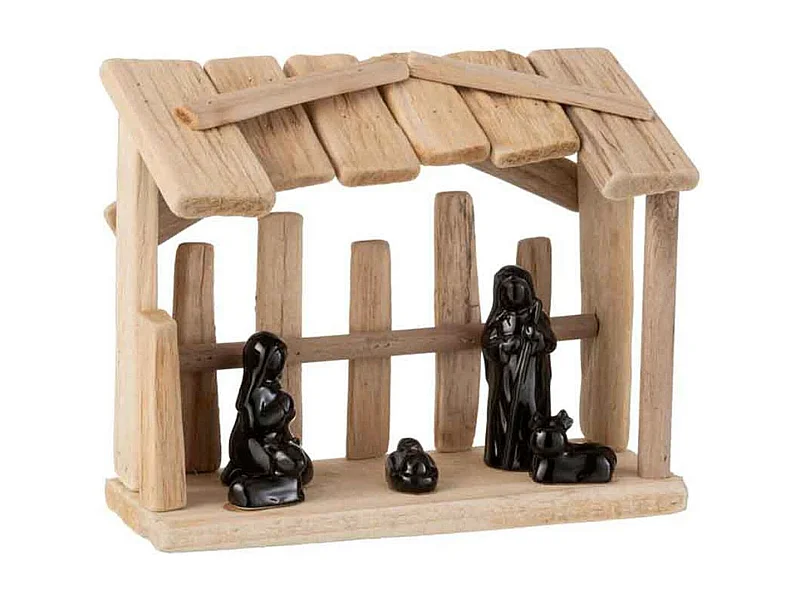 Presepe di Natale in legno marrone 25,5x12,5x21 cm