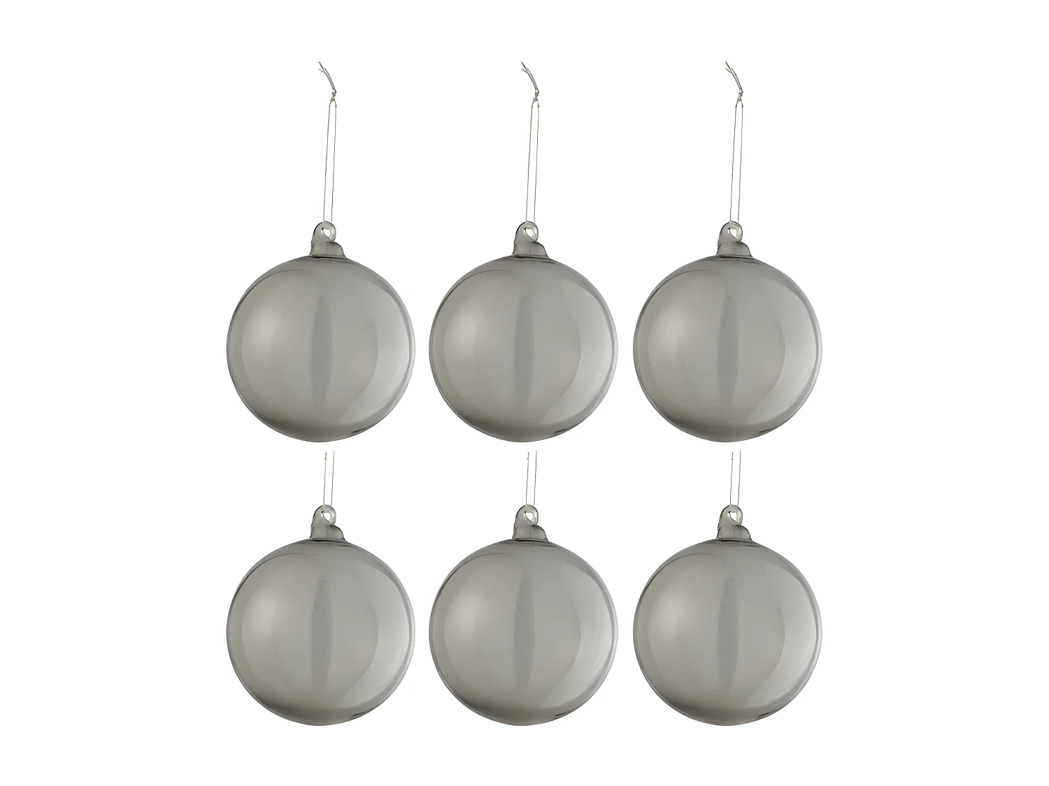 Lot de 6 Boules de Noël "Verre Épais" 8cm Gris