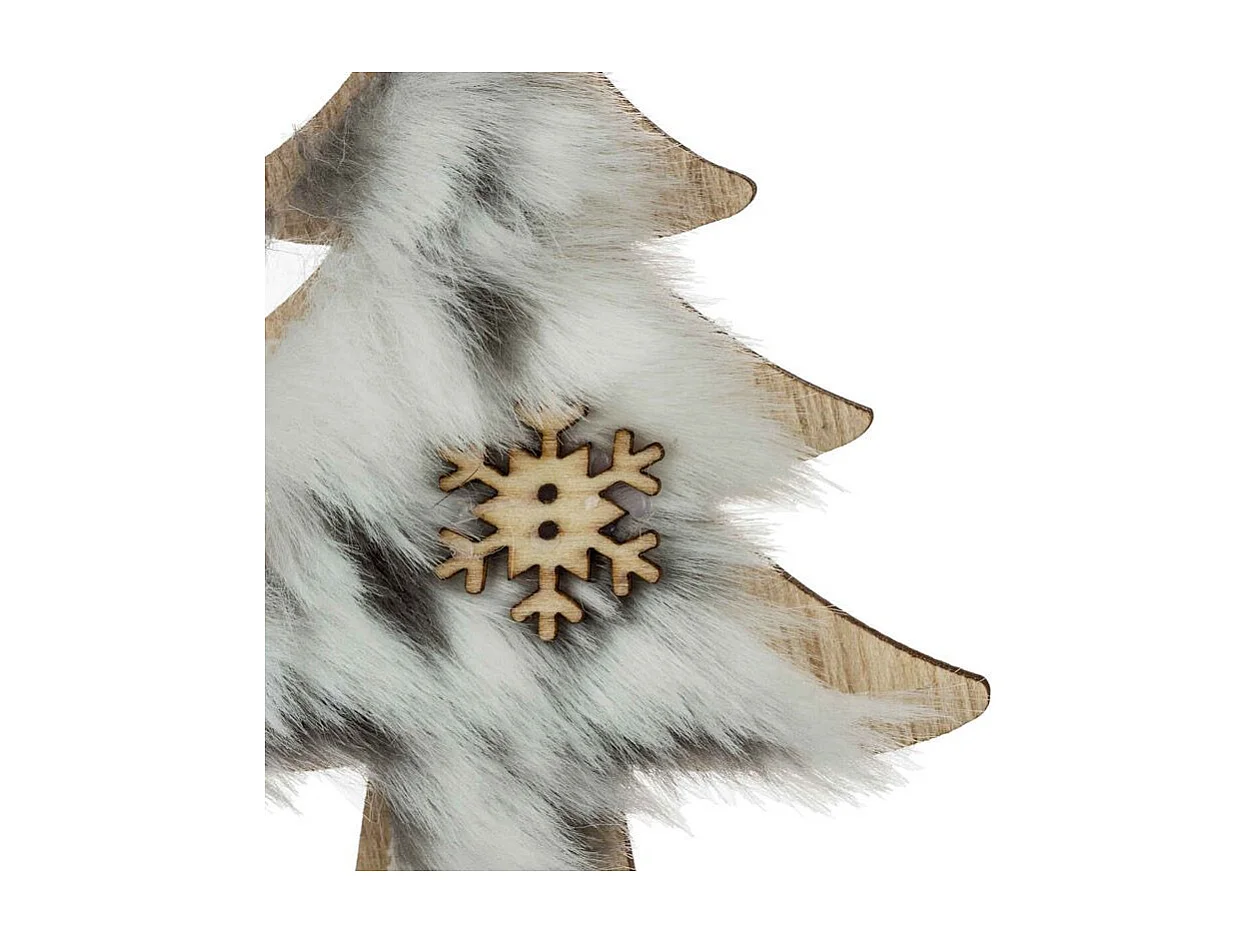 Sujet de Noël 3 Formes "Bois" 22cm Gris & Beige