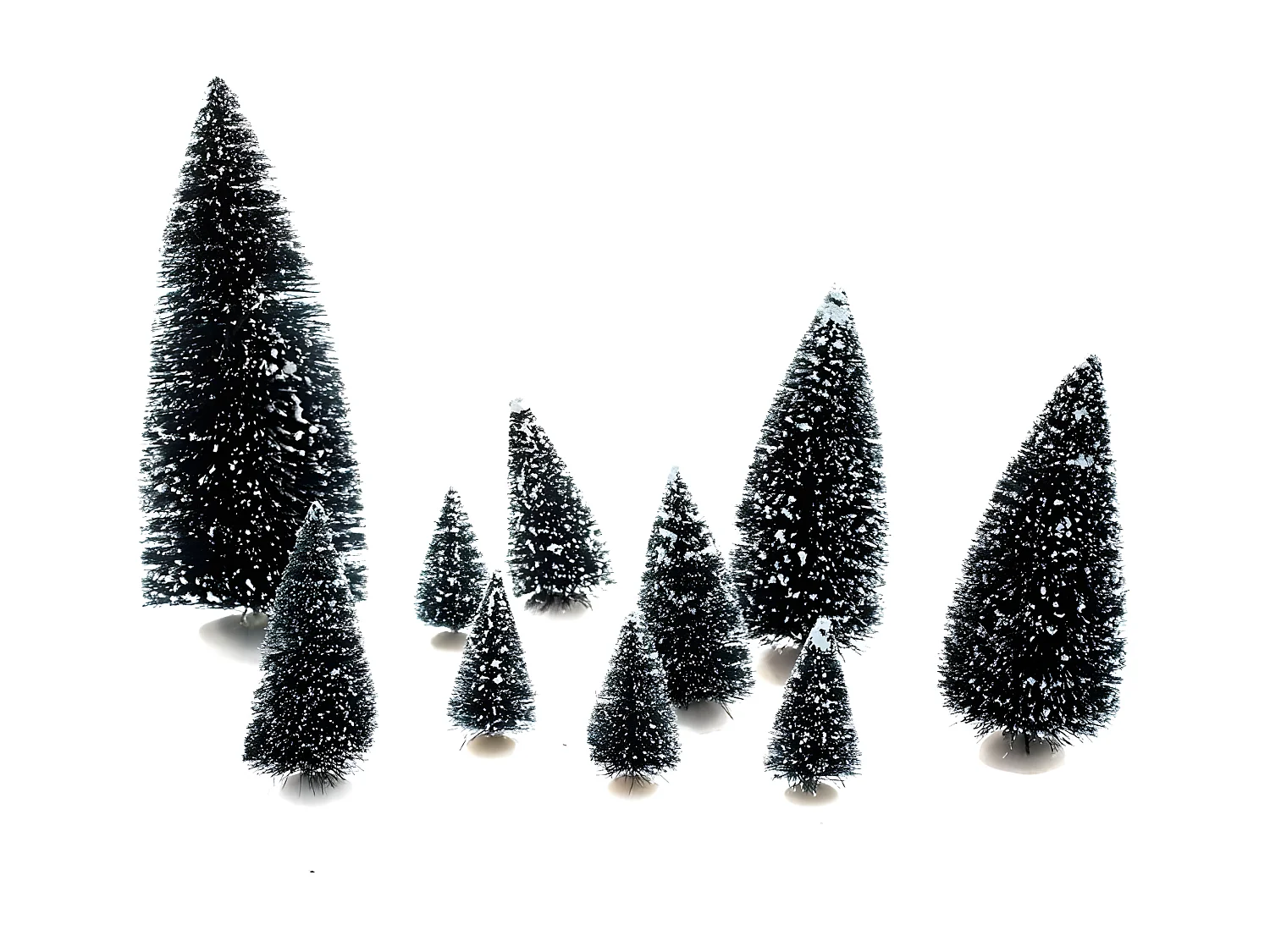 Lot de 10 Sapins de Noël "Village" 20cm Vert