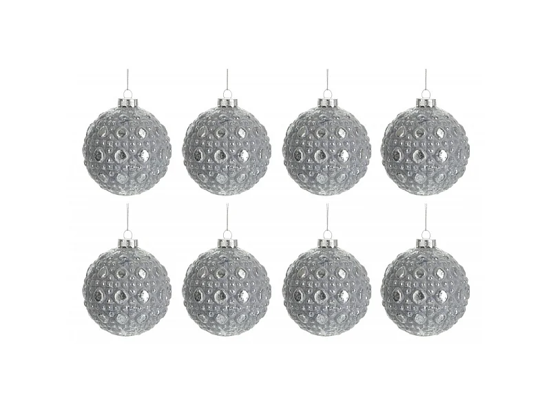 Lot de 8 Boules de Noël "Antique Ronde" 8cm Gris