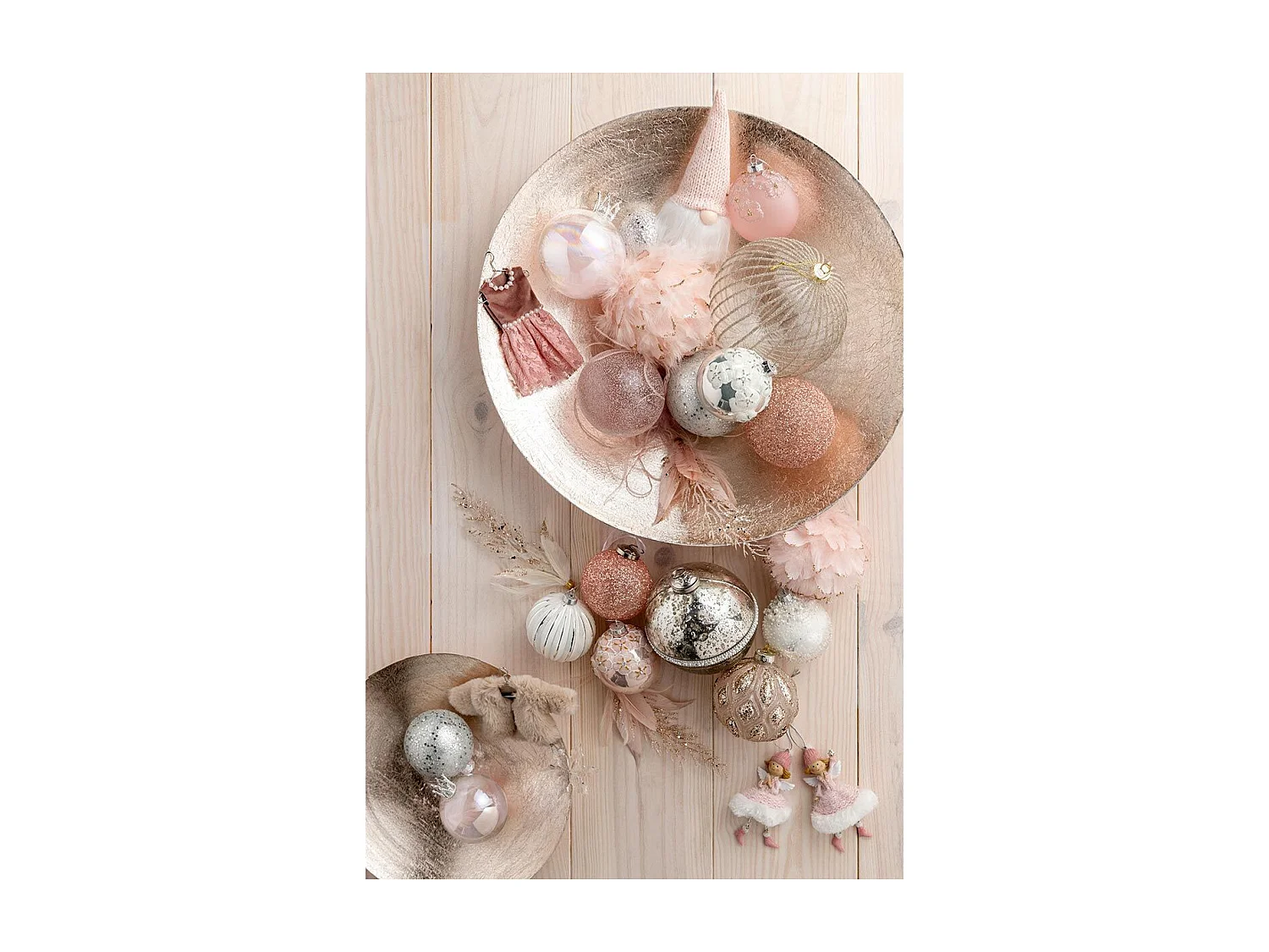 Lot de 6 Boules de Noël "Couronne" 8cm Rose