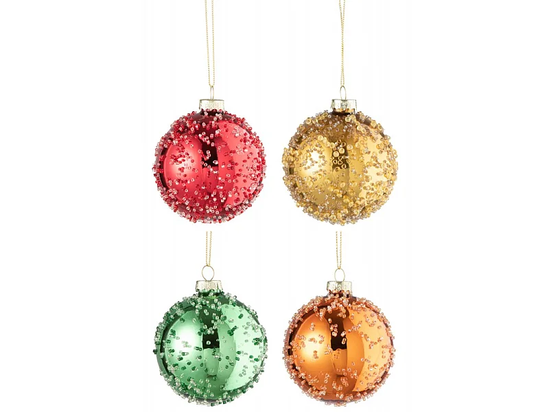 Lot de 12 Boules de Noël "Perles" 8cm Multicolore