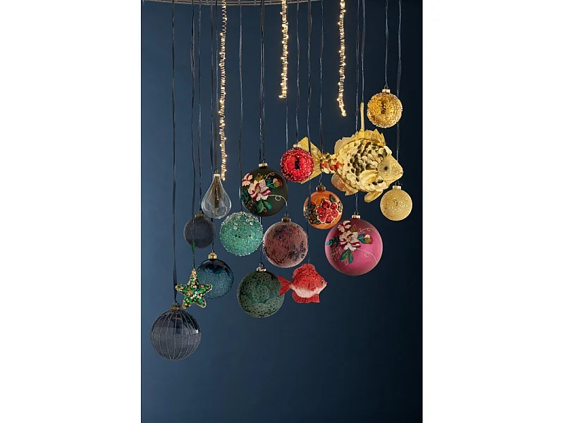 Lot de 12 Boules de Noël "Perles" 8cm Multicolore