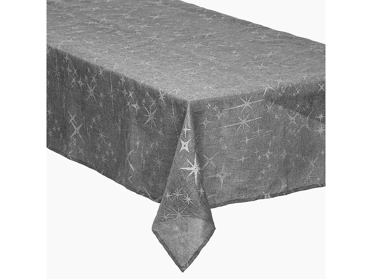 Nappe Motif Étoiles "Colorama" 140x240cm Argent