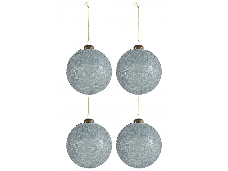 Lot de 4 Boules de Noël "Cristallise" 10cm Gris