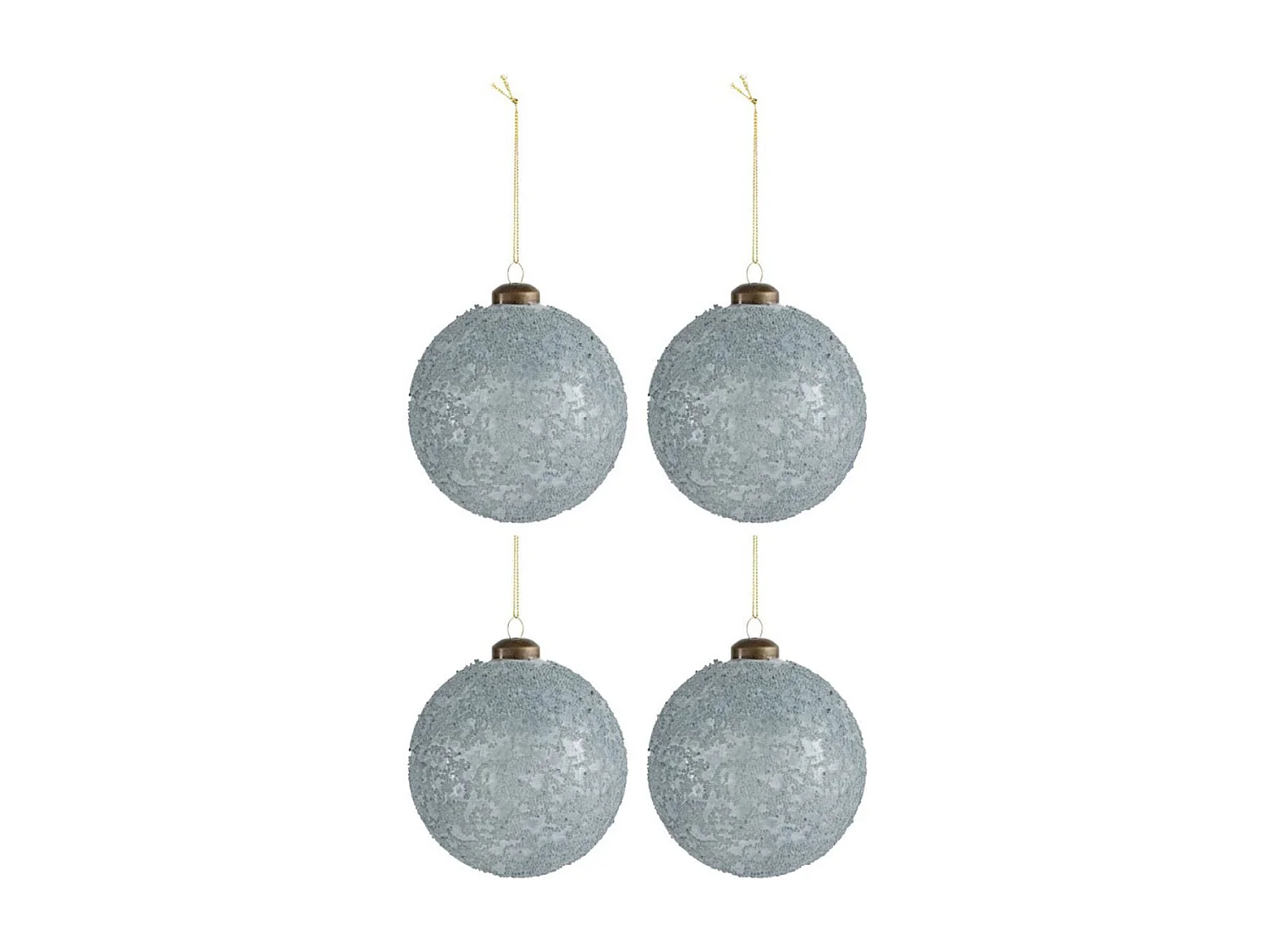 Scatola di 4 palline di Natale in vetro grigio 10x10x10 cm