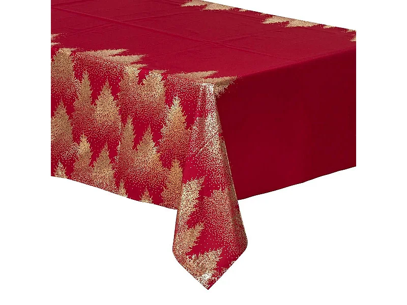 Nappe Imprimée Sapin "Colorama" 140x240cm Rouge