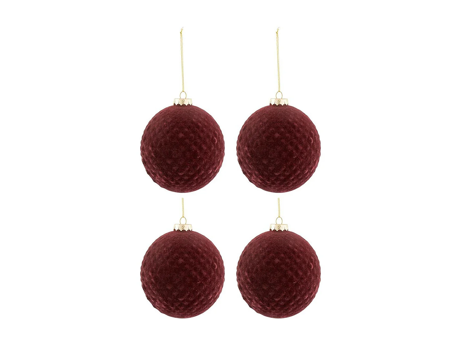 Scatola di 4 palline di Natale in vetro Bordeaux 10x10x10 cm