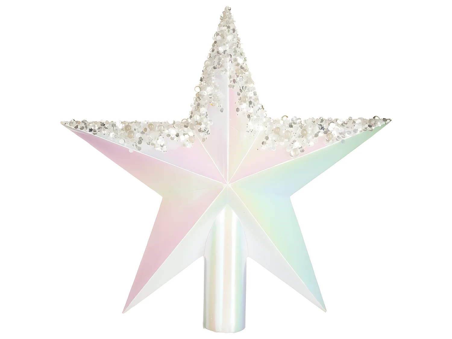 Cimier Étoile Gouttes "Colorama" 22cm Blanc Irisé