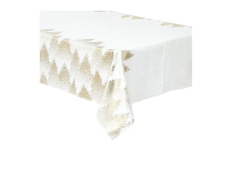 Nappe Imprimée Sapin "Colorama" 140x240cm Blanc & Or