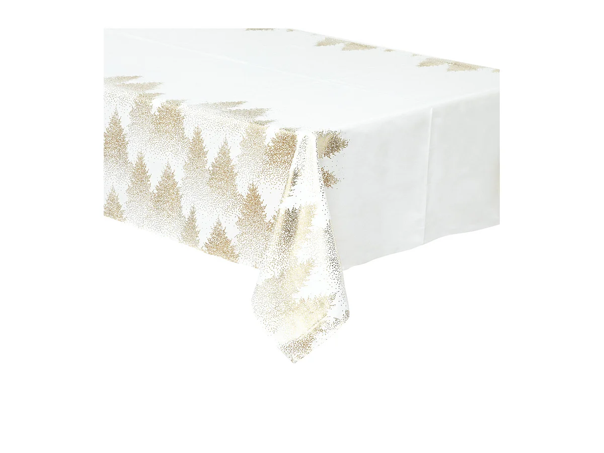 Nappe Imprimée Sapin "Colorama" 140x240cm Blanc & Or