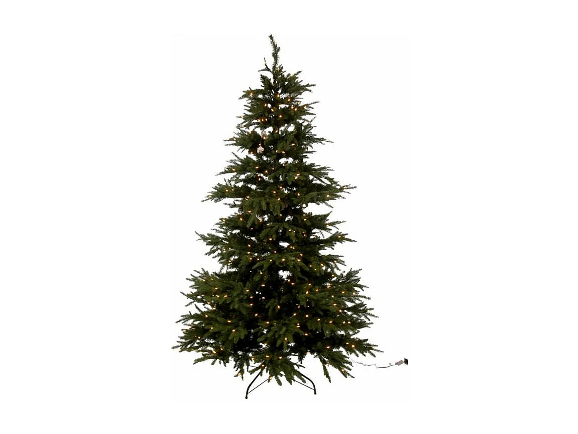 Albero di Natale decorativo con luci a LED in plastica verde H225 cm