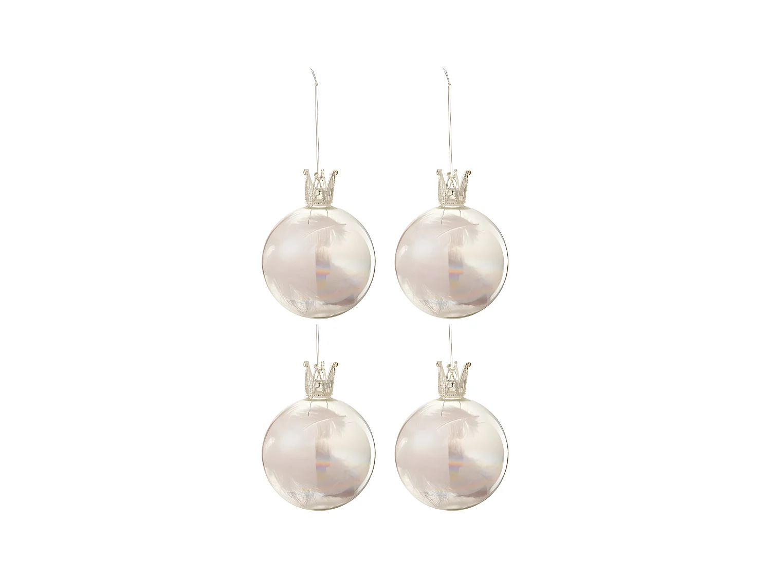 Scatola di 4 palline di Natale in vetro rosa 10x10x10 cm