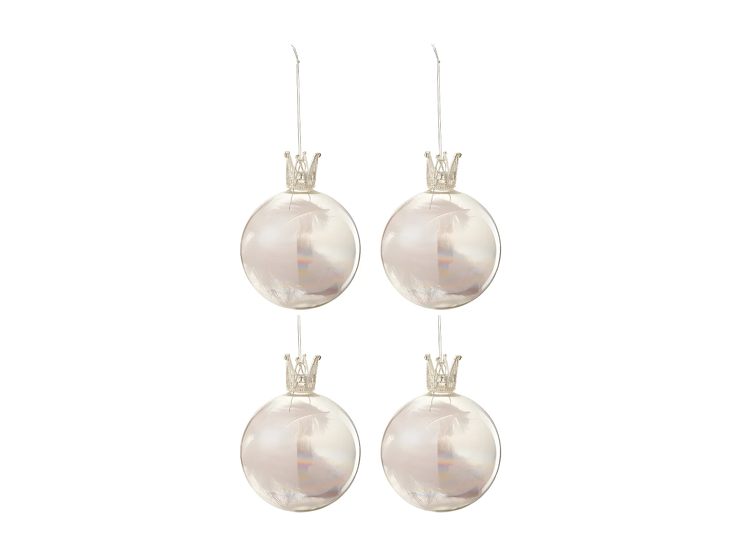 Scatola di 4 palline di Natale in vetro rosa 10x10x10 cm