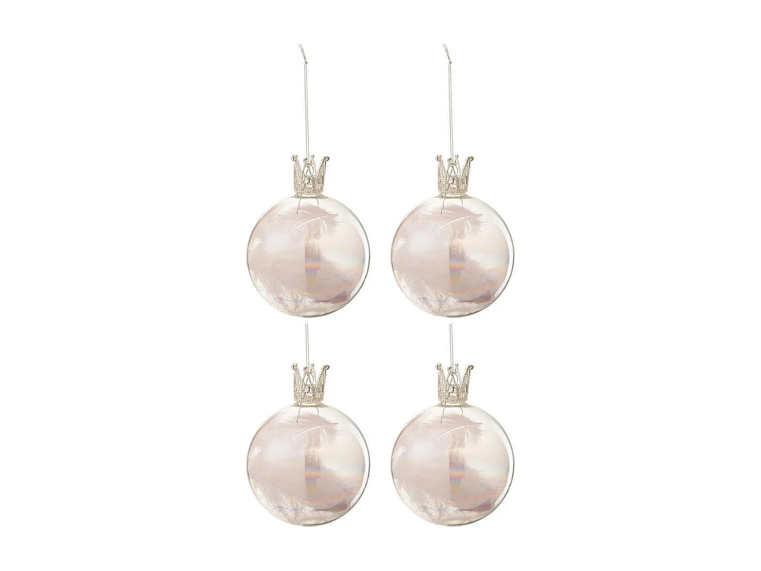 Scatola di 4 palline di Natale in vetro rosa 10x10x10 cm