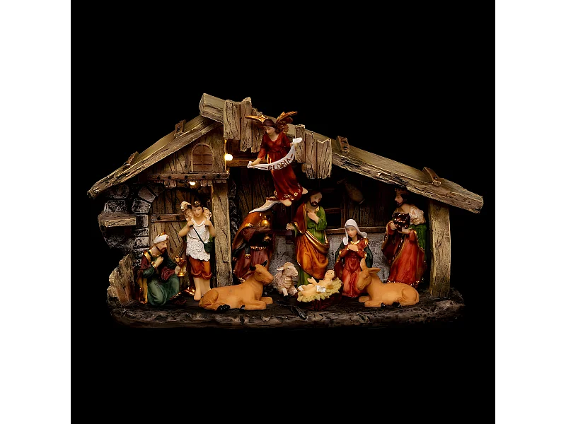Crèche de Noël Lumineuse "11 Santons" 31cm Multicolore