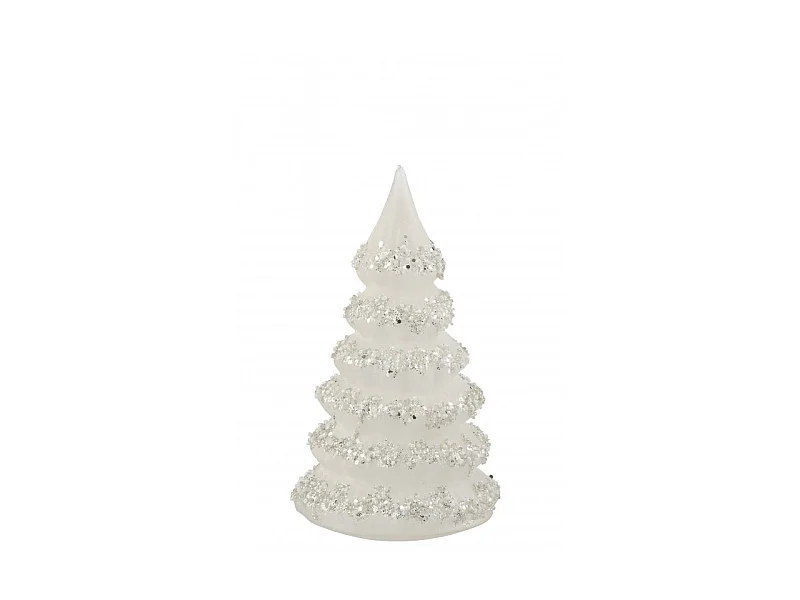 Sapin de Noël Déco "Lignes Paillettes" 21cm Blanc