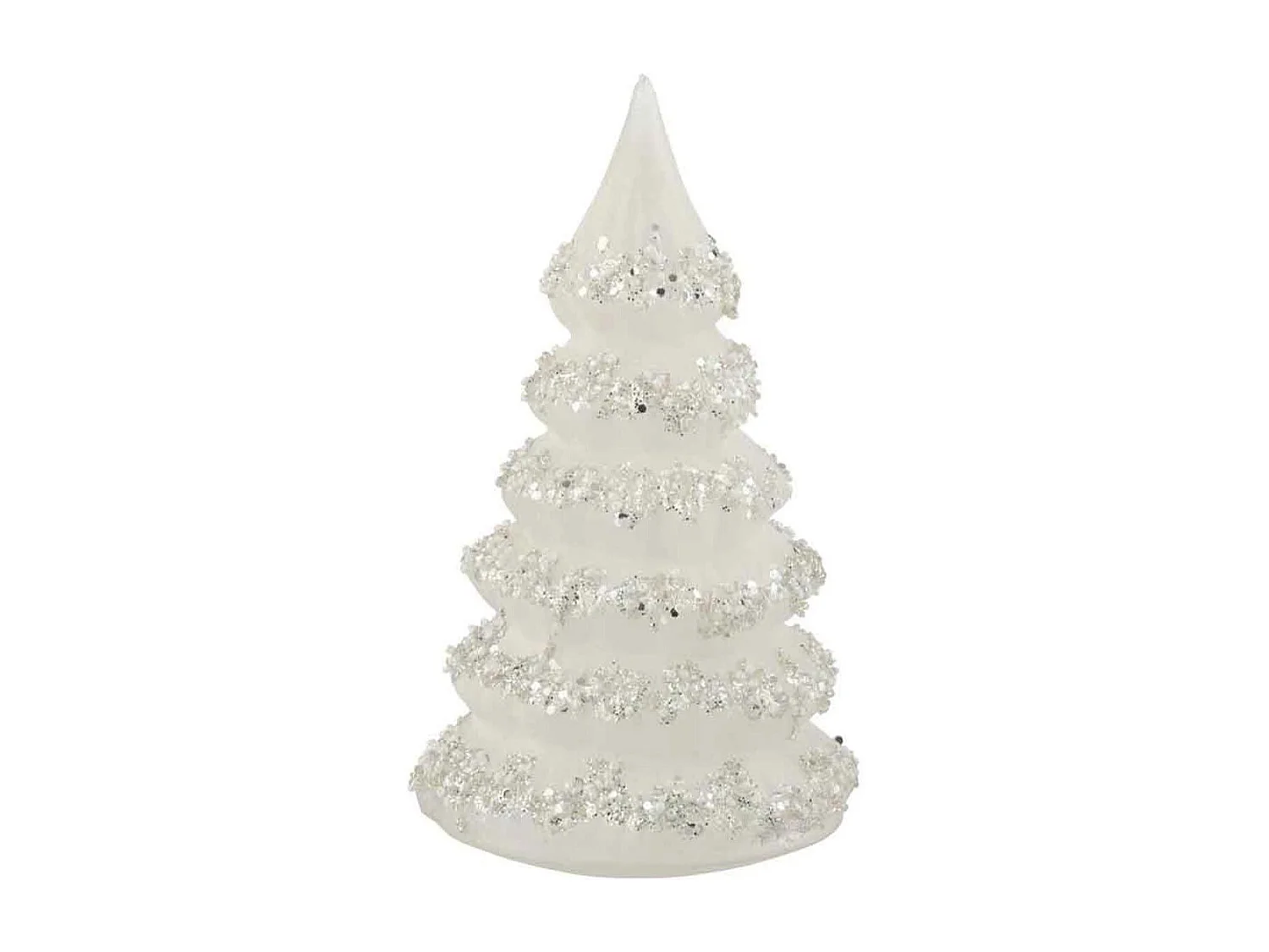 Sapin de Noël Déco "Lignes Paillettes" 21cm Blanc