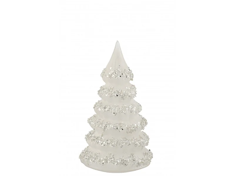 Albero di Natale decorativo con linee brillantinate in vetro bianco 12x21cm