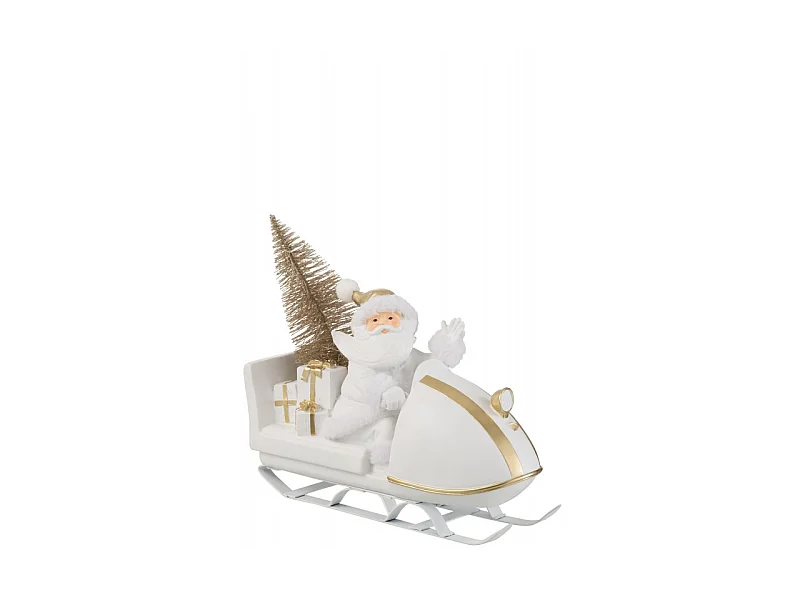 Babbo Natale su slitta in resina bianca 31x11x30 cm