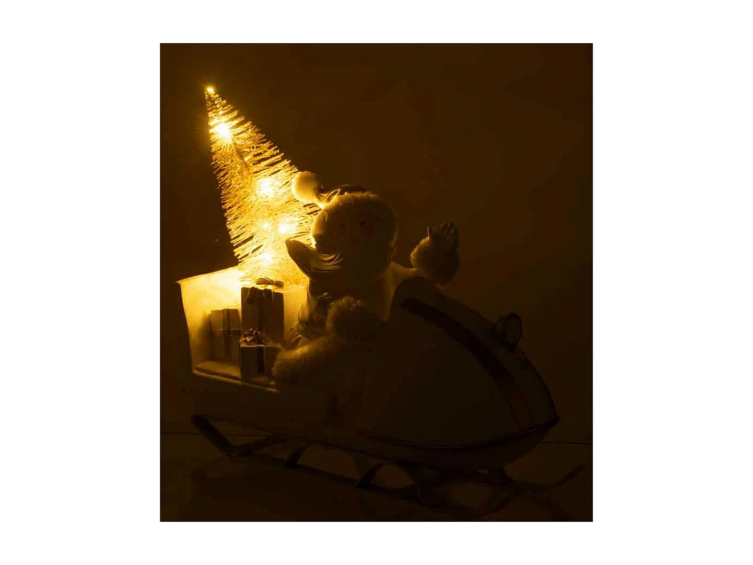 Babbo Natale su slitta in resina bianca 31x11x30 cm