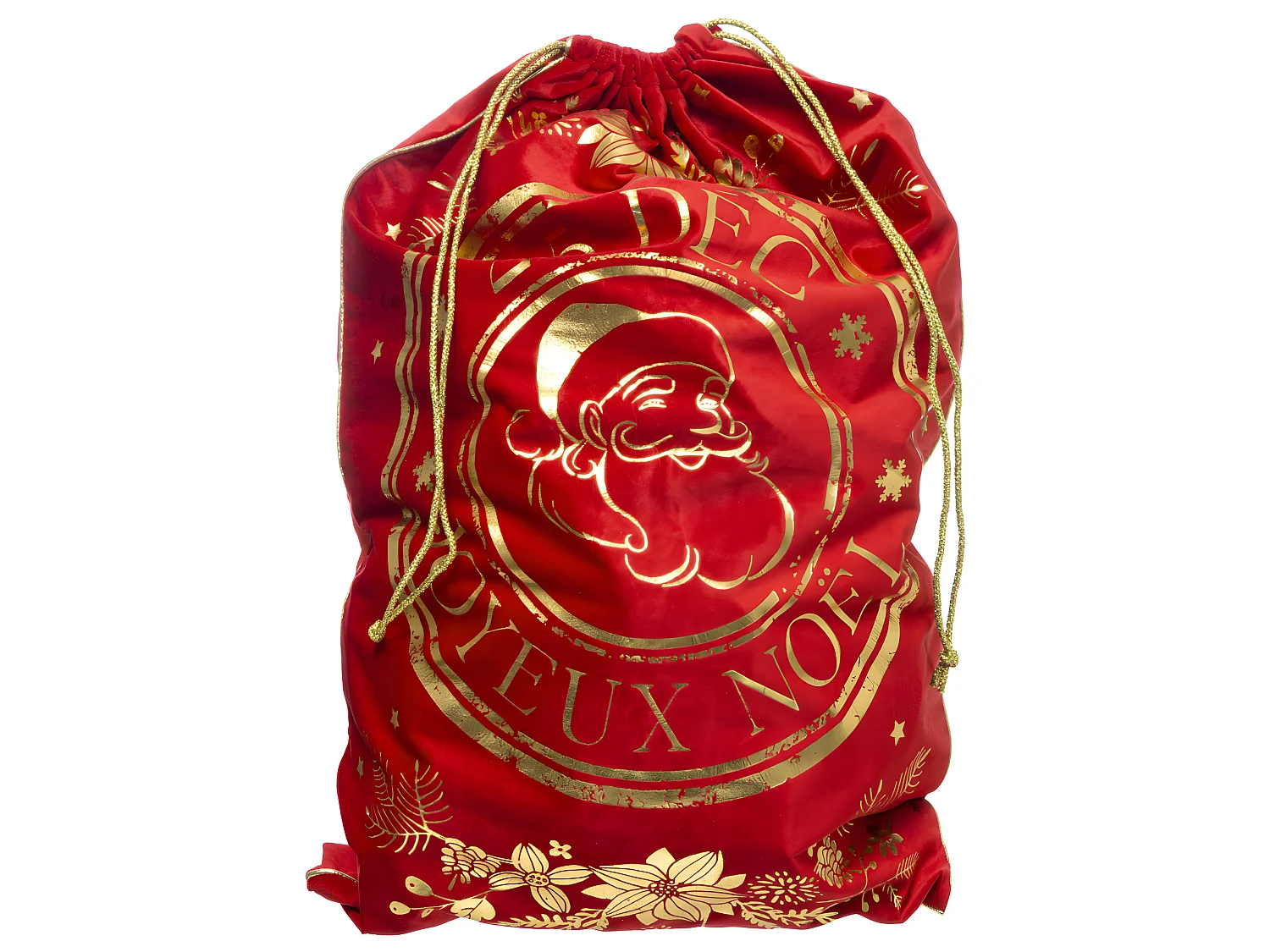 Hotte de Noël Imprimée "Vintage" 70cm Rouge & Or