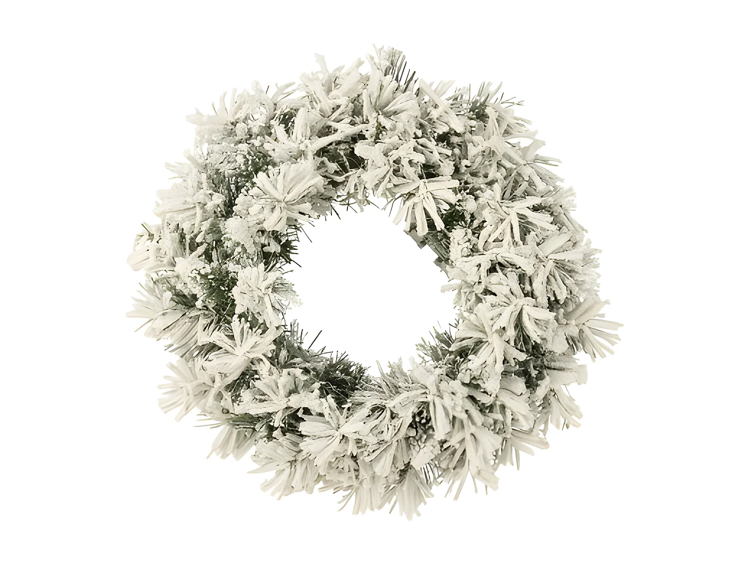 Ghirlanda di Natale innevata con LED in plastica verde 44x16x44 cm