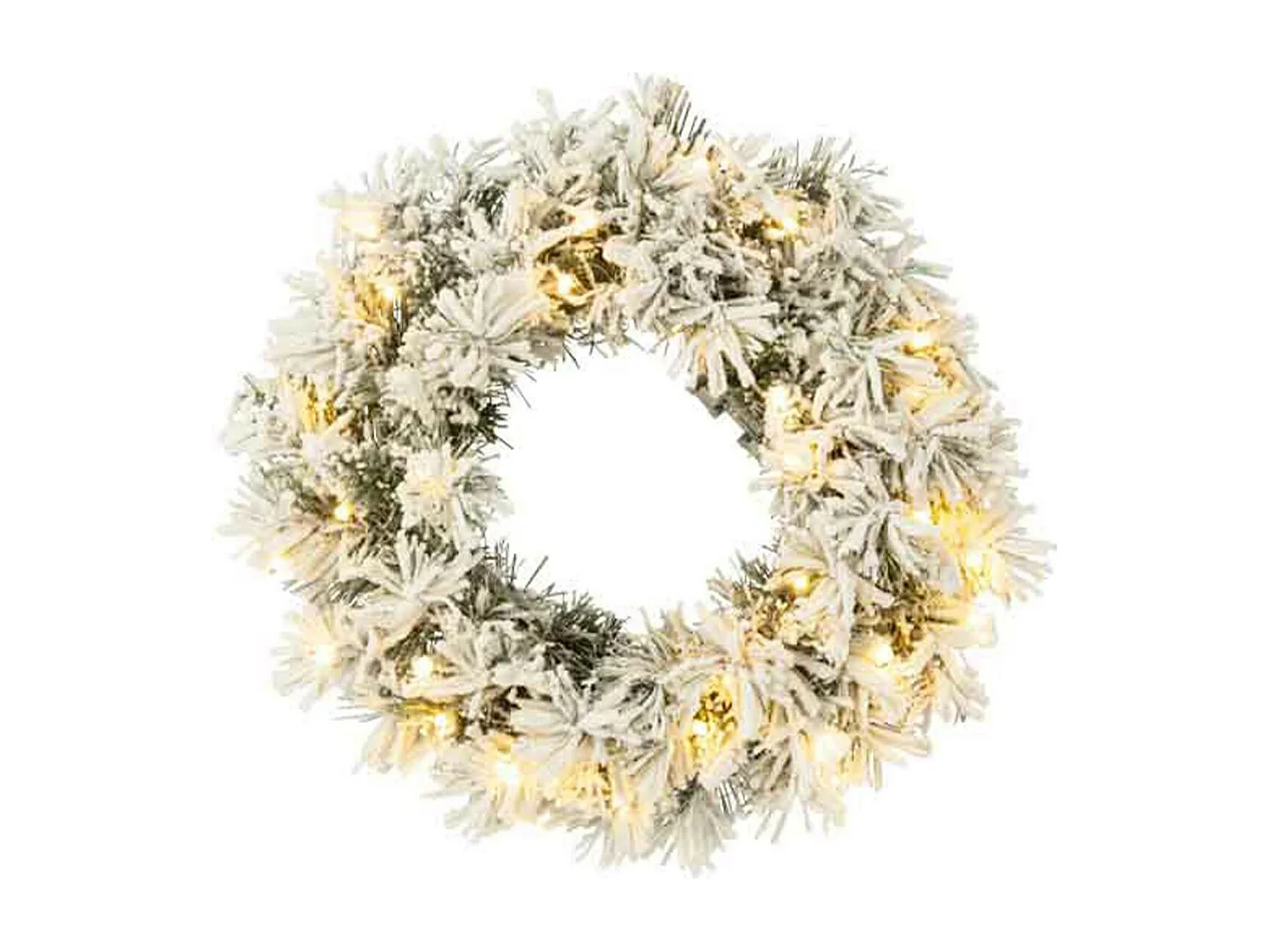 Ghirlanda di Natale innevata con LED in plastica verde 44x16x44 cm