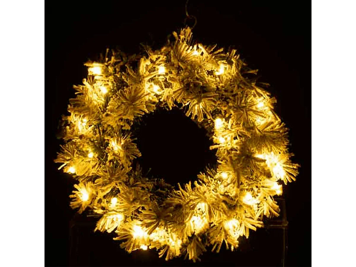 Couronne de Noël Led "Enneigée" 44cm Vert & Blanc