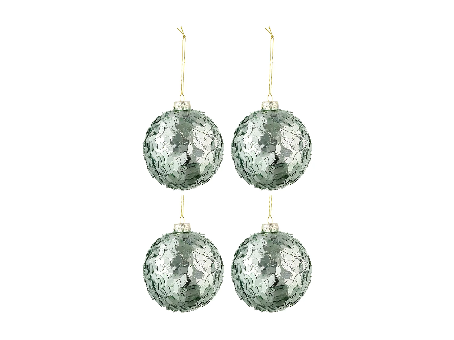 Lot de 4 Boules de Noël "Paillettes" 10cm Vert Menthe