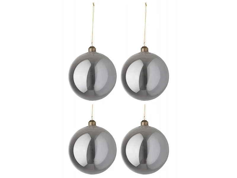 Scatola di 4 palline di Natale in vetro grigio 12x12x12 cm