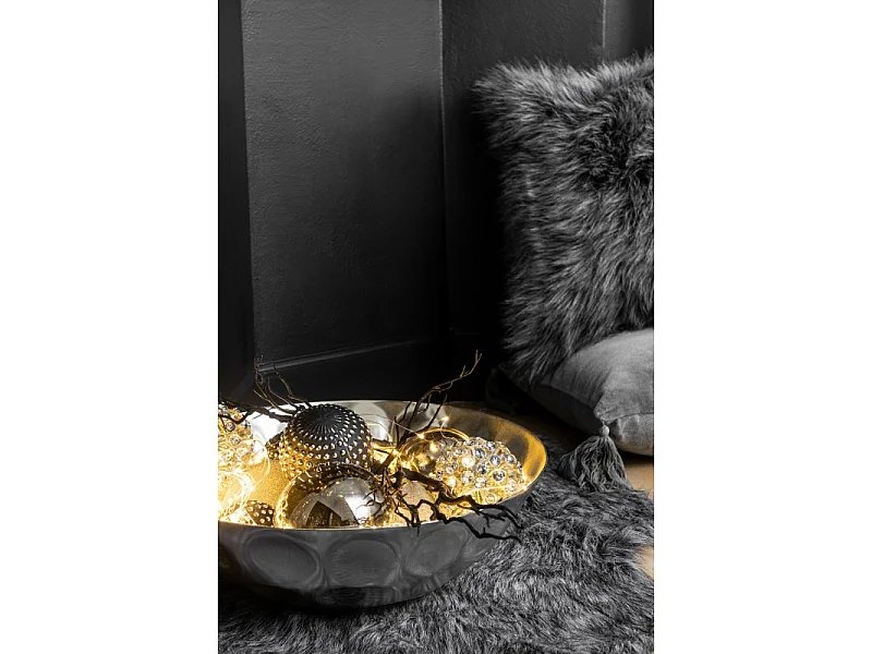 Scatola di 4 palline di Natale in vetro grigio 12x12x12 cm