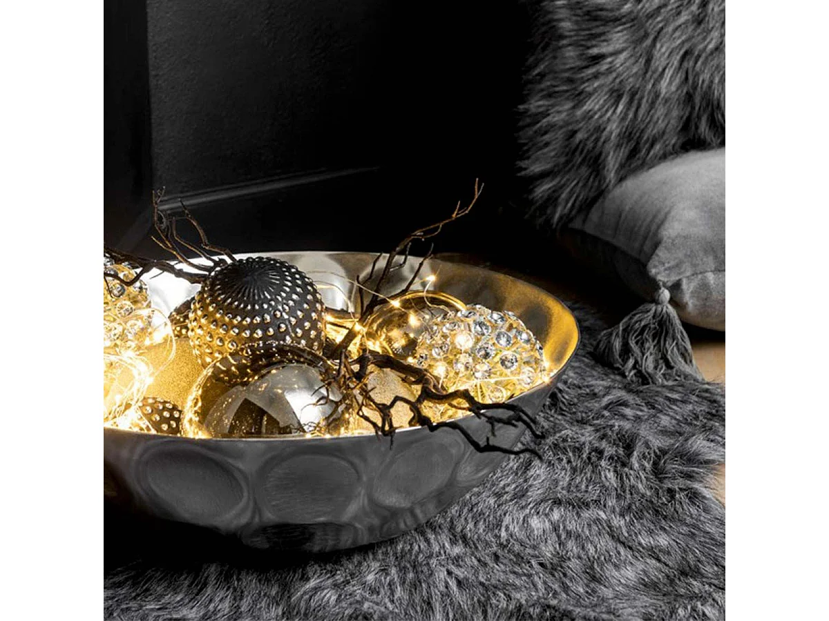 Scatola di 4 palline di Natale in vetro grigio 12x12x12 cm