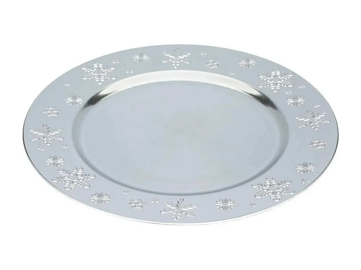 Assiette de Présentation "Flocon" 33cm Argent