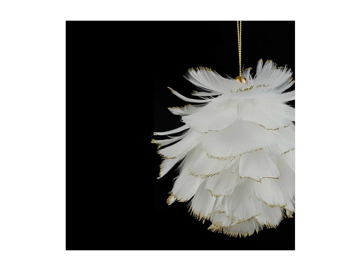 Sujet de Noël Plume "Héritage" 15cm Blanc