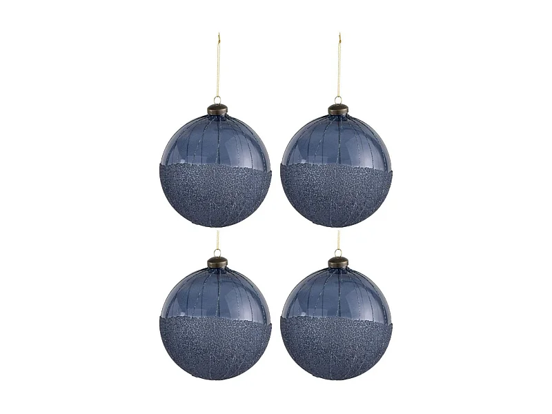 Lot de 4 Boules de Noël Design "Perlas" 27cm Bleu