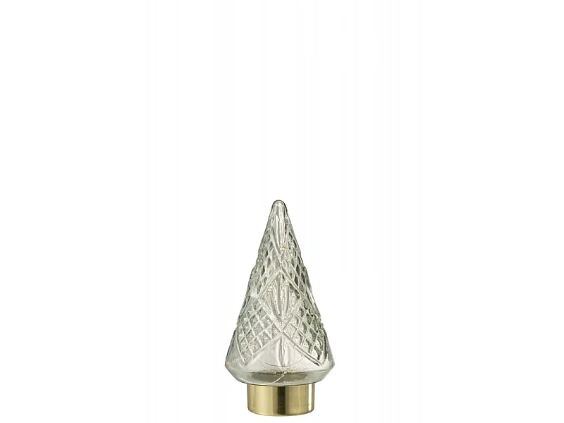 Albero di Natale decorativo a led in vetro trasparente 13x13x24.5 cm