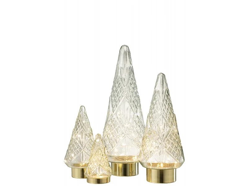 Albero di Natale decorativo a led in vetro trasparente 13x13x24.5 cm