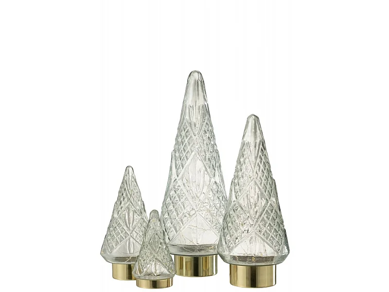 Albero di Natale decorativo a led in vetro trasparente 13x13x24.5 cm