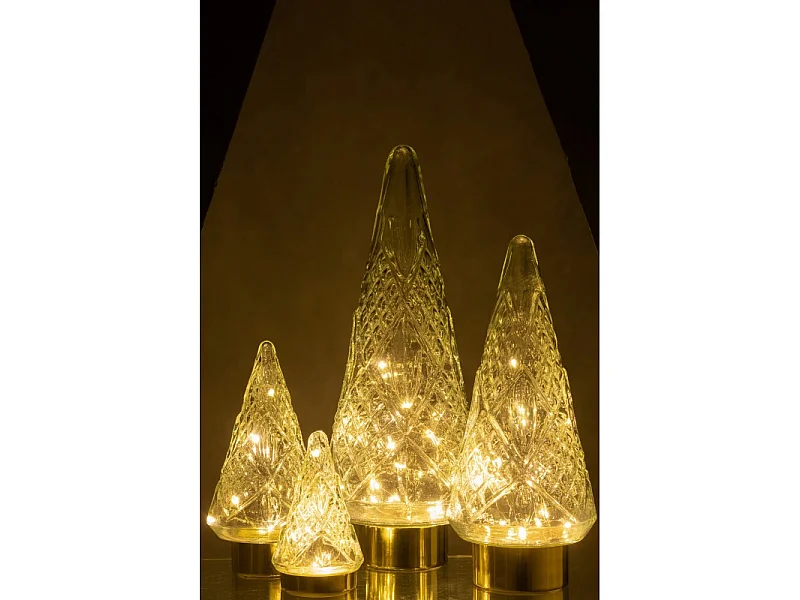 Albero di Natale decorativo a led in vetro trasparente 13x13x24.5 cm