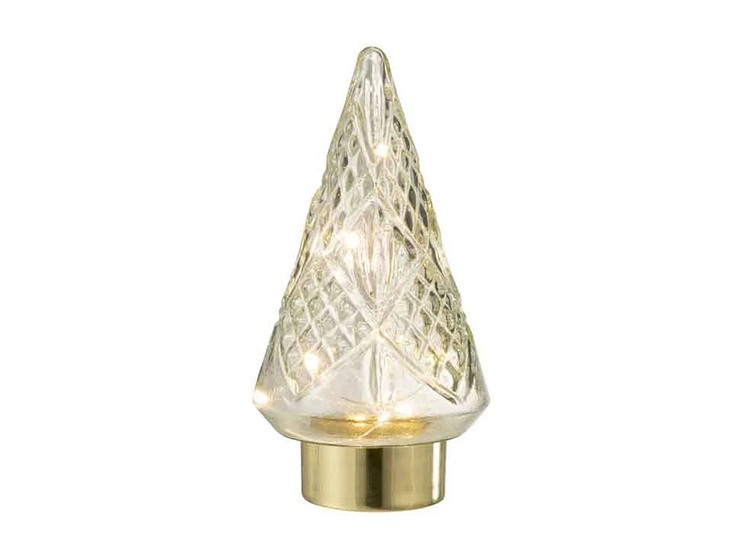Albero di Natale decorativo a led in vetro trasparente 13x13x24.5 cm