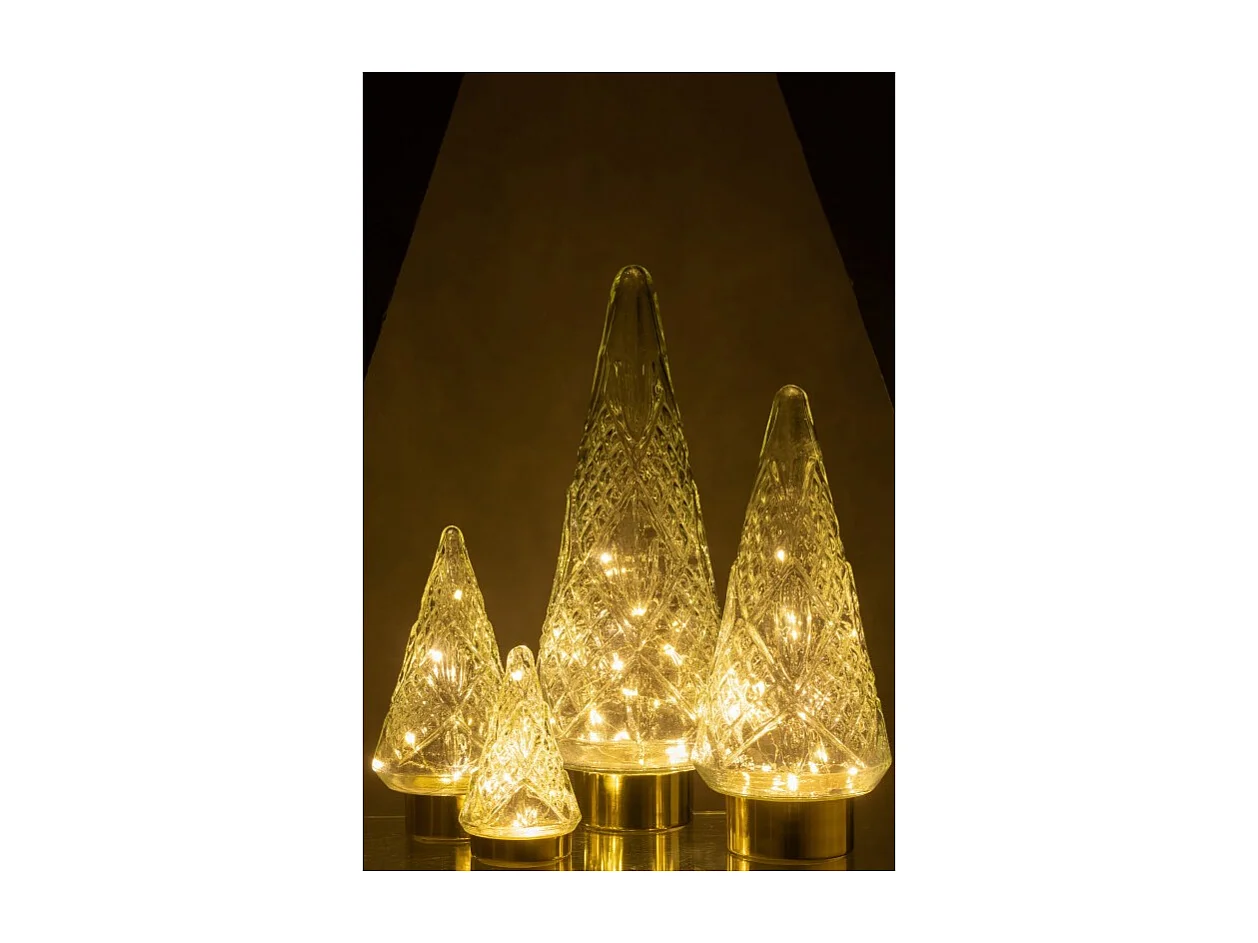 Albero di Natale decorativo a led in vetro trasparente 13x13x24.5 cm